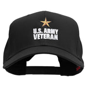 Star Army Veteran Embroidered Solid Cotton Twill Pro Style Cap - Black OSFM