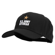 Star Army Veteran Embroidered Solid Cotton Twill Pro Style Cap - Black OSFM