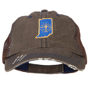 Indiana State Flag Map Embroidered Low Profile Cotton Mesh Cap