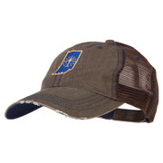 Indiana State Flag Map Embroidered Low Profile Cotton Mesh Cap