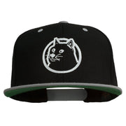 Dog Face Embroidered Flat Bill Snapback Cap