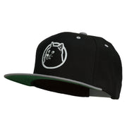 Dog Face Embroidered Flat Bill Snapback Cap