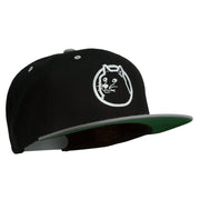 Dog Face Embroidered Flat Bill Snapback Cap