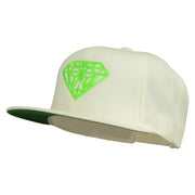 Big Diamond Outline Embroidered Flat Bill White Cap