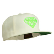 Big Diamond Outline Embroidered Flat Bill White Cap