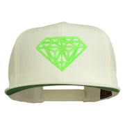 Big Diamond Outline Embroidered Flat Bill White Cap