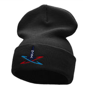 Spaceship Silhouette Embroidered Long Beanie Made in USA