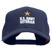 Star Army Veteran Embroidered Solid Cotton Twill Pro Style Cap - Navy OSFM