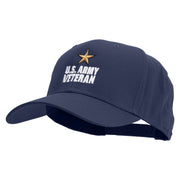 Star Army Veteran Embroidered Solid Cotton Twill Pro Style Cap - Navy OSFM