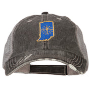 Indiana State Flag Map Embroidered Low Profile Cotton Mesh Cap