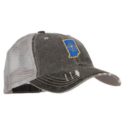 Indiana State Flag Map Embroidered Low Profile Cotton Mesh Cap