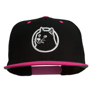 Dog Face Embroidered Flat Bill Snapback Cap