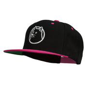 Dog Face Embroidered Flat Bill Snapback Cap