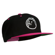 Dog Face Embroidered Flat Bill Snapback Cap