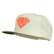 Big Diamond Outline Embroidered Flat Bill White Cap