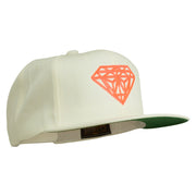 Big Diamond Outline Embroidered Flat Bill White Cap