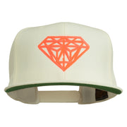 Big Diamond Outline Embroidered Flat Bill White Cap