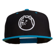 Dog Face Embroidered Flat Bill Snapback Cap