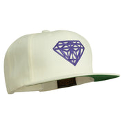 Big Diamond Outline Embroidered Flat Bill White Cap