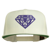 Big Diamond Outline Embroidered Flat Bill White Cap