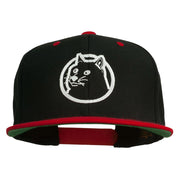 Dog Face Embroidered Flat Bill Snapback Cap