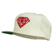 Big Diamond Outline Embroidered Flat Bill White Cap