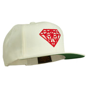 Big Diamond Outline Embroidered Flat Bill White Cap