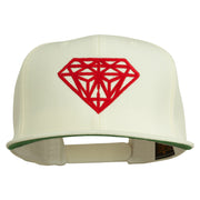 Big Diamond Outline Embroidered Flat Bill White Cap