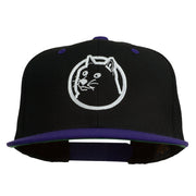 Dog Face Embroidered Flat Bill Snapback Cap