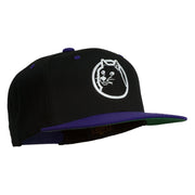 Dog Face Embroidered Flat Bill Snapback Cap