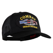 Combat Infantryman Patched Solid Cotton Twill Mesh Prostyle Cap - Black OSFM