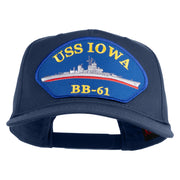 USS Iowa BB 61 Blue Patched Solid Cotton Twill 5 Panel Prostyle Snap Cap - Navy OSFM