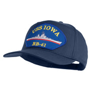 USS Iowa BB 61 Blue Patched Solid Cotton Twill 5 Panel Prostyle Snap Cap - Navy OSFM