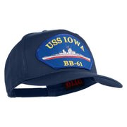 USS Iowa BB 61 Blue Patched Solid Cotton Twill 5 Panel Prostyle Snap Cap - Navy OSFM