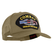 Combat Infantryman Patched Solid Cotton Twill Mesh Prostyle Cap - Khaki OSFM