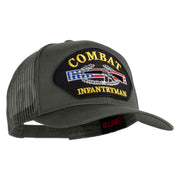 Combat Infantryman Patched Solid Cotton Twill Mesh Prostyle Cap - Grey OSFM