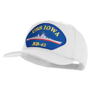 USS Iowa BB 61 Blue Patched Solid Cotton Twill 5 Panel Prostyle Snap Cap - White OSFM