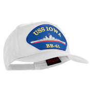 USS Iowa BB 61 Blue Patched Solid Cotton Twill 5 Panel Prostyle Snap Cap - White OSFM