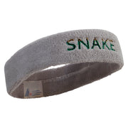 Two Tone Snake Text Embroidered Head Bands Terry