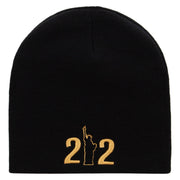 212 Embroidered 8 inch Acrylic Short Blank Beanie - Black OSFM