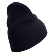 US Marine Corps Veteran Emblem Symbol Embroidered 8 Inch Short Beanie Made in USA - Navy OSFM