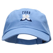 Cuba Flower Embroidered Low Profile Dyed Cotton Twill Cap - Sky-Blue OSFM