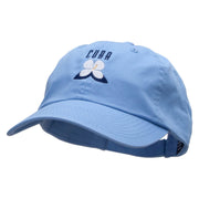 Cuba Flower Embroidered Low Profile Dyed Cotton Twill Cap - Sky-Blue OSFM