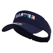 Colorful Easter Bunnies Embroidered Cotton Twill Sun Visor - Navy OSFM