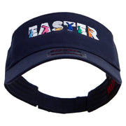 Colorful Easter Bunnies Embroidered Cotton Twill Sun Visor - Navy OSFM