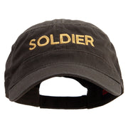 US Soldier Embroidered Garment Washed Adjustable Army Cap - Olive-Green OSFM