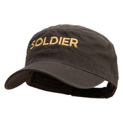 US Soldier Embroidered Garment Washed Adjustable Army Cap - Olive-Green OSFM