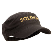 US Soldier Embroidered Garment Washed Adjustable Army Cap - Olive-Green OSFM