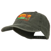 Deer Hunting Silhouette Embroidered Washed Cotton Cap