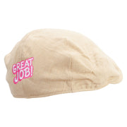 Great Job Embroidered Men's Linen Ivy Cap - Khaki S-M